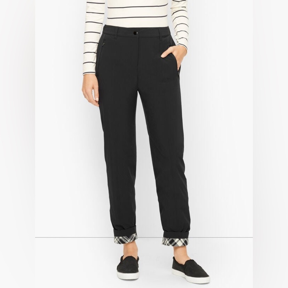 TALBOTS FLEECE-CUFF STRAIGHT LEG PANTS SIZE 14
